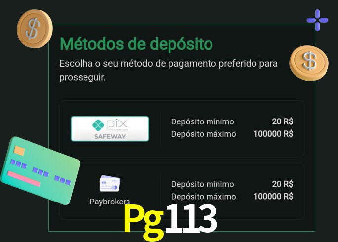 O cassino Pg113 oferece uma grande variedade de métodos de pagamento